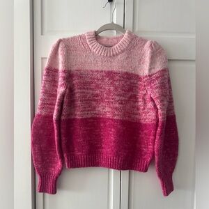 Banana Republic Pink Ombré Wool Blend Sweater M| Puff Sleeve Cropped Knit Jumper